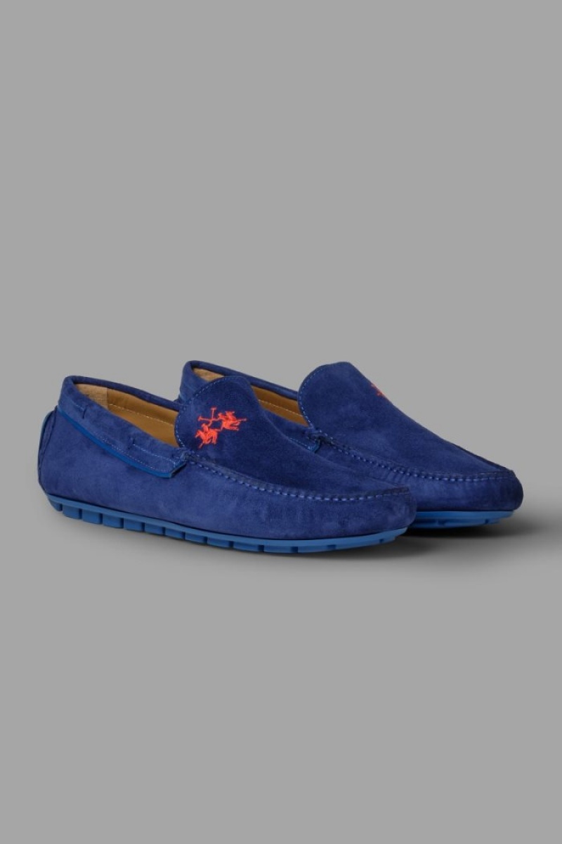 Navy La Martina Suede Men Moccasins USA | VWB-1627