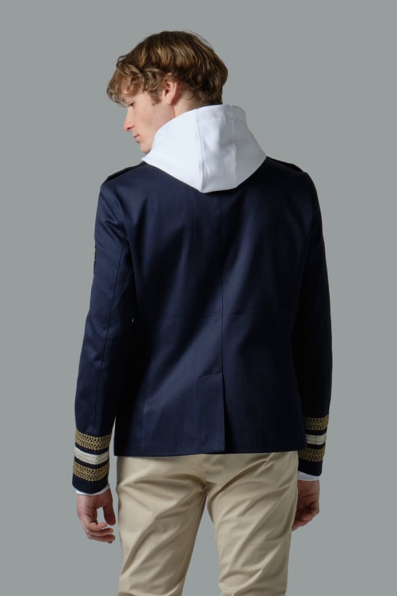 Navy La Martina Zip-up Cotton Men Blazers USA | ZTW-8255