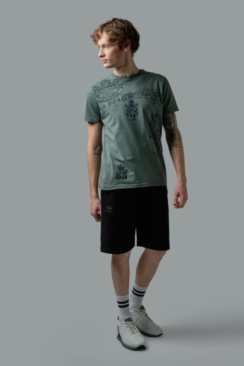 Olive La Martina Regular-fit Cotton Men T Shirts USA | WCR-2125