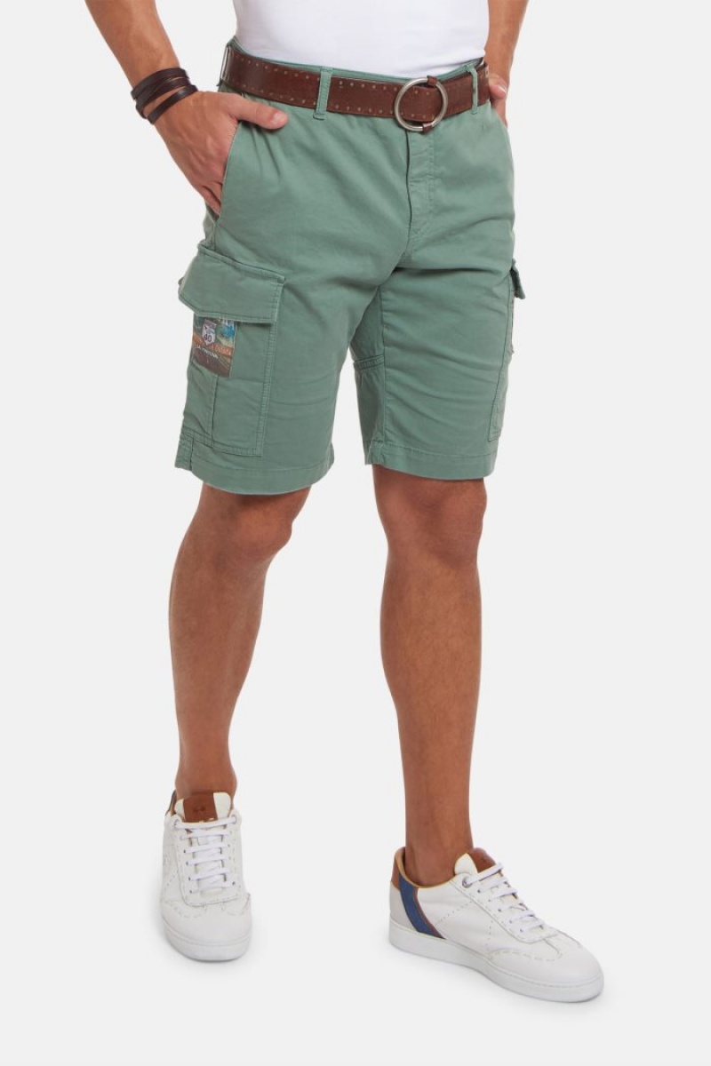 Olive La Martina Regular-fit Stretch Cotton Men Bermuda Shorts USA | NIZ-8572