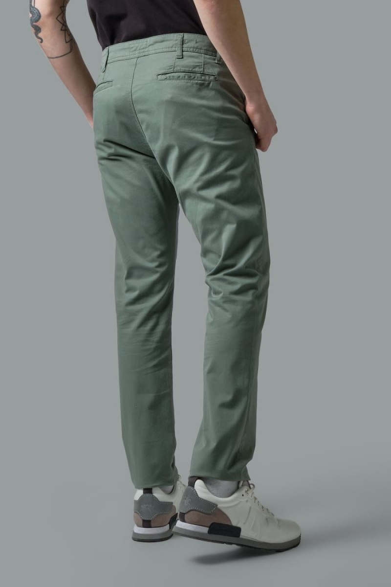 Olive La Martina Slim-fit Stretch Cotton Men Trousers USA | DAS-9865