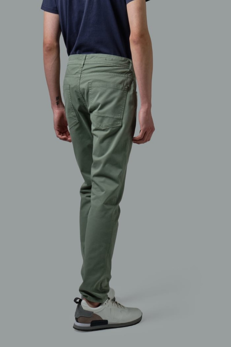 Olive La Martina Slim-fit Stretch Cotton Men Trousers USA | MTQ-2816