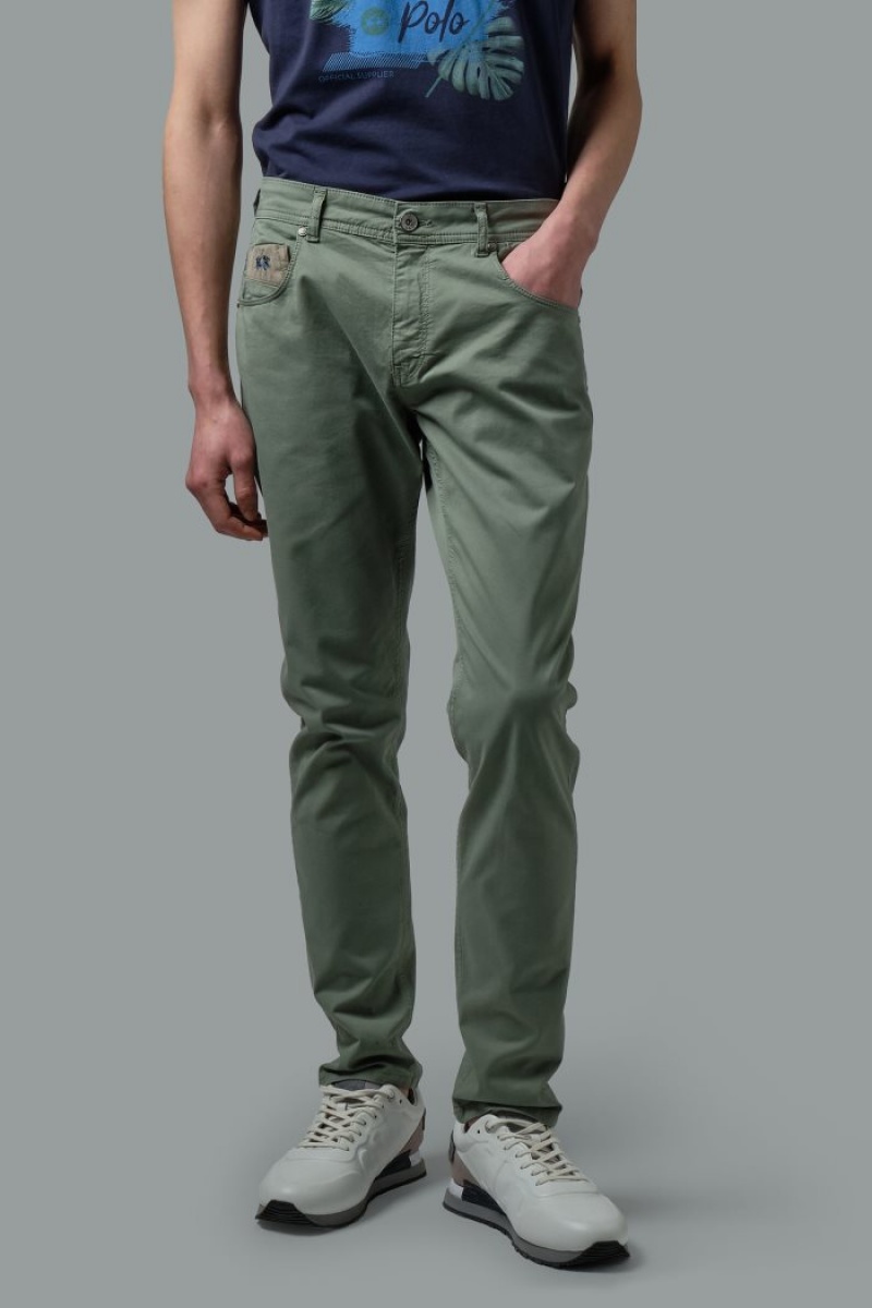 Olive La Martina Slim-fit Stretch Cotton Men Trousers USA | MTQ-2816