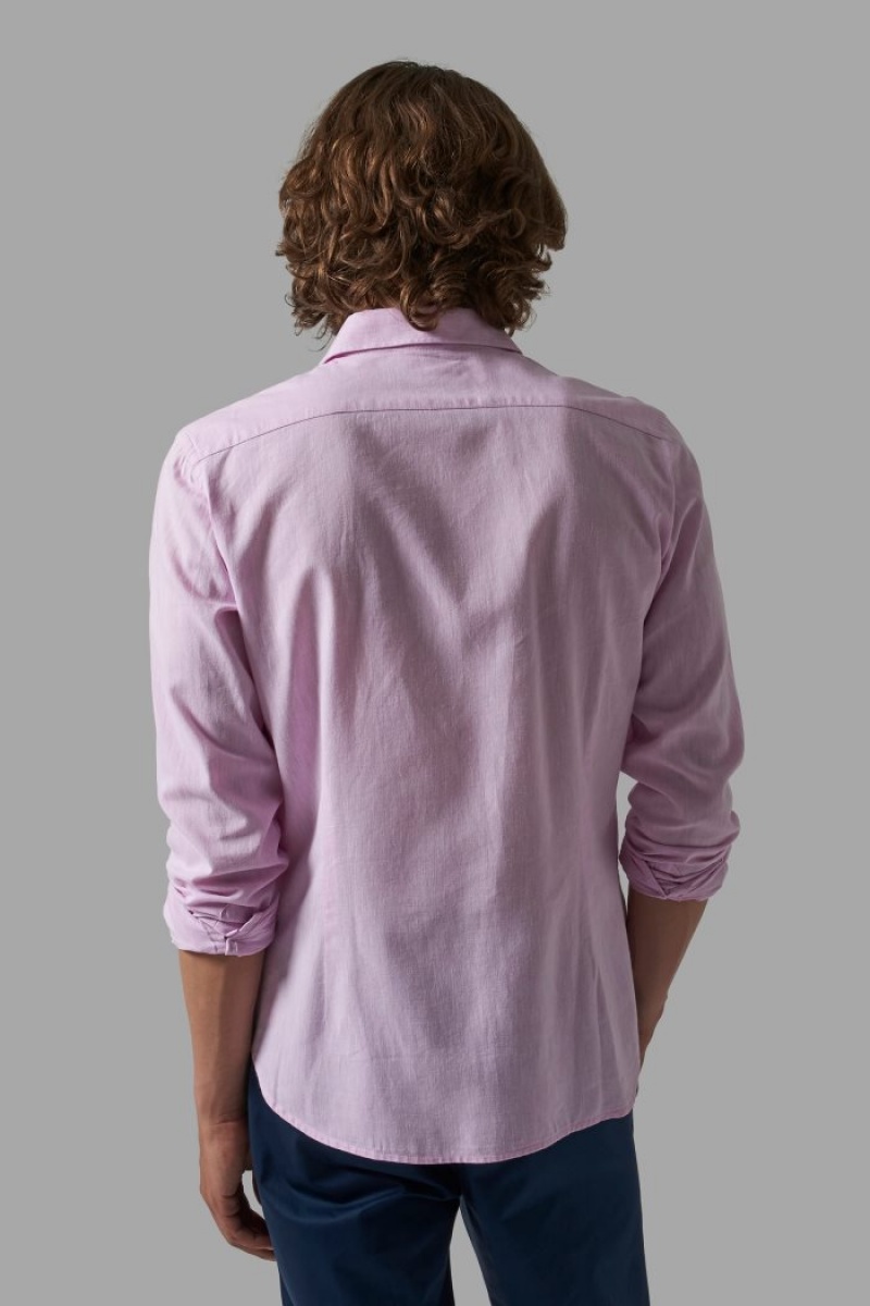 Purple La Martina Slim-fit Linen-blend Men Shirts USA | MCY-3253