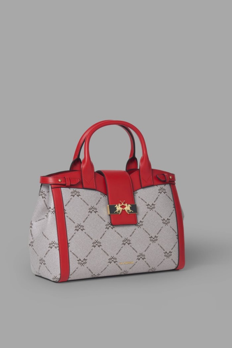 Red La Martina Featuring An All-over Logo Print Women Satchel Bags USA | WTP-7861