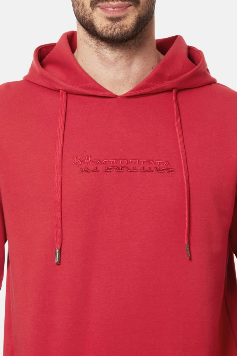 Red La Martina Regular-fit Brushed Cotton Men Sweatshirt USA | OKT-8414