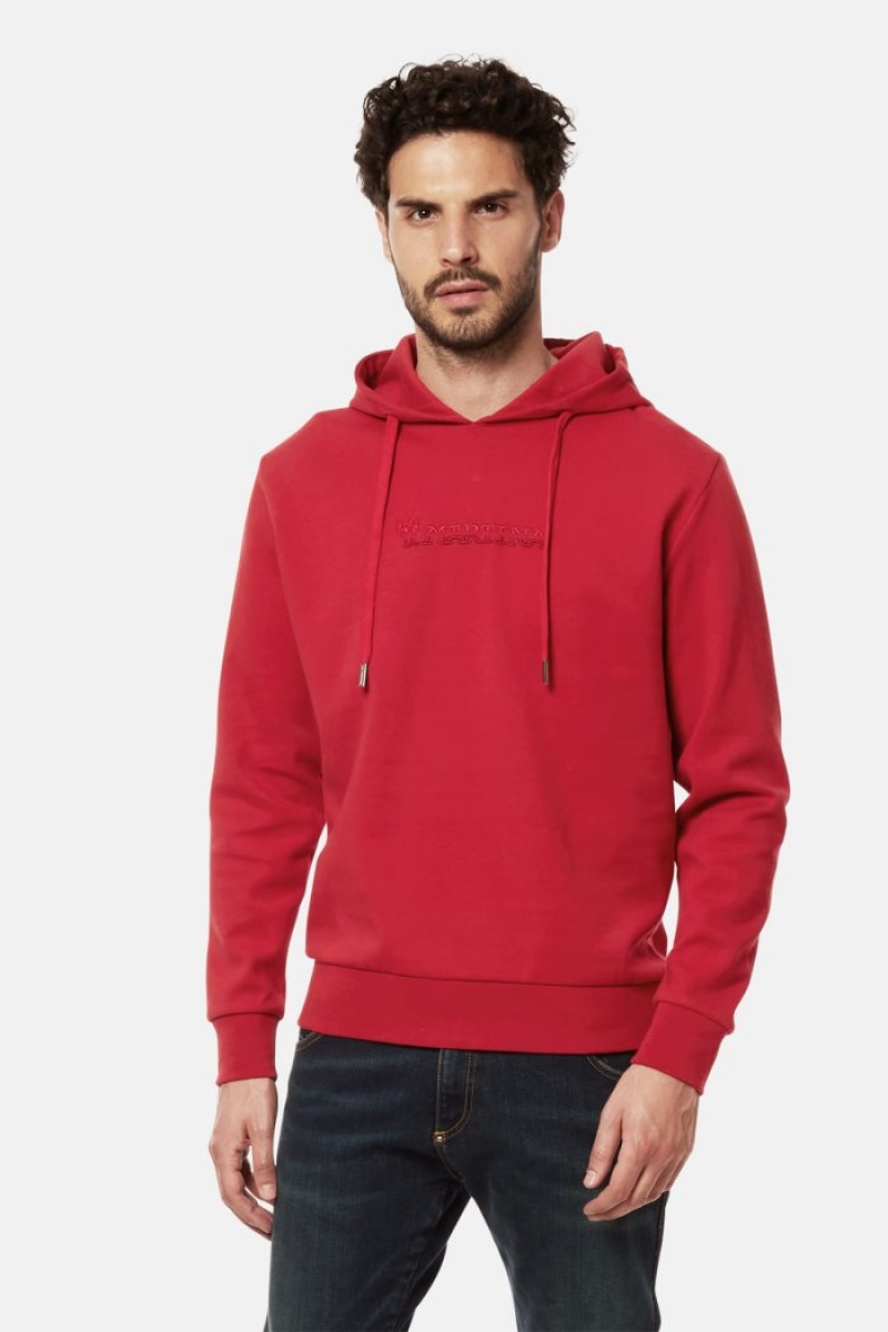 Red La Martina Regular-fit Brushed Cotton Men Sweatshirt USA | OKT-8414