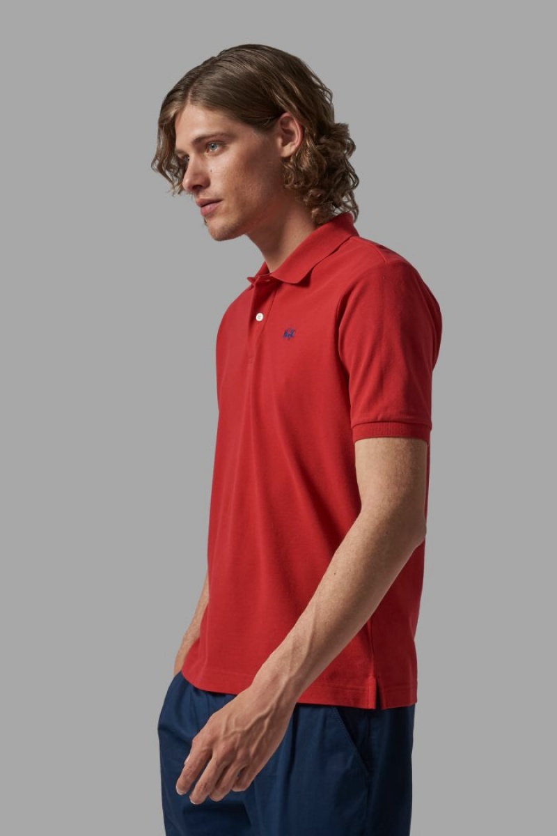 Red La Martina Regular-fit Classic Piqué Men Polo Shirt USA | OLJ-1460