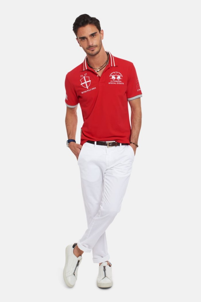 Red La Martina Short-sleeved Regular Fit Men Polo Shirt USA | KPA-0300