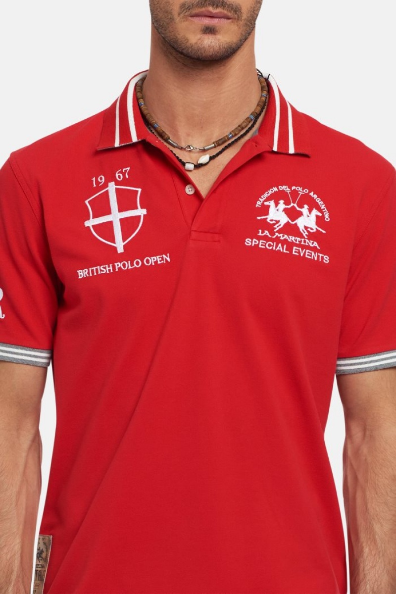 Red La Martina Short-sleeved Regular Fit Men Polo Shirt USA | KPA-0300