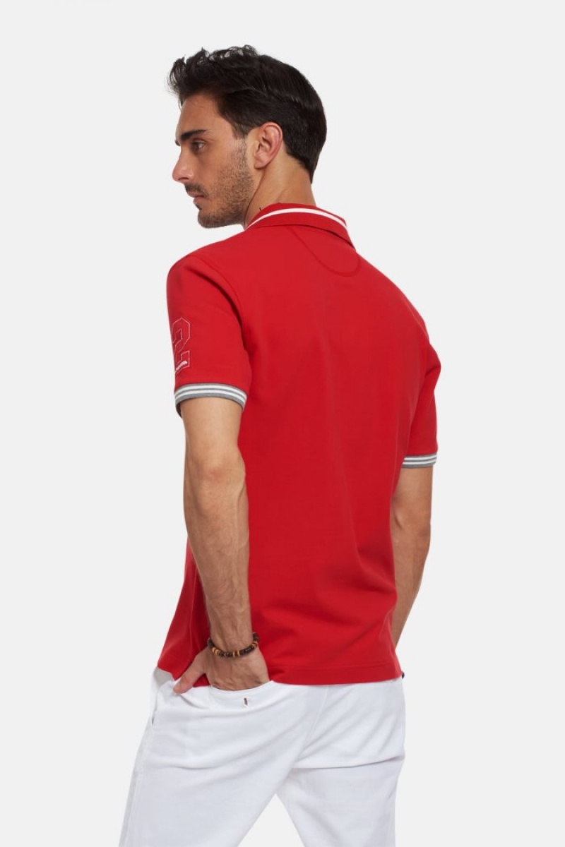 Red La Martina Short-sleeved Regular Fit Men Polo Shirt USA | KPA-0300