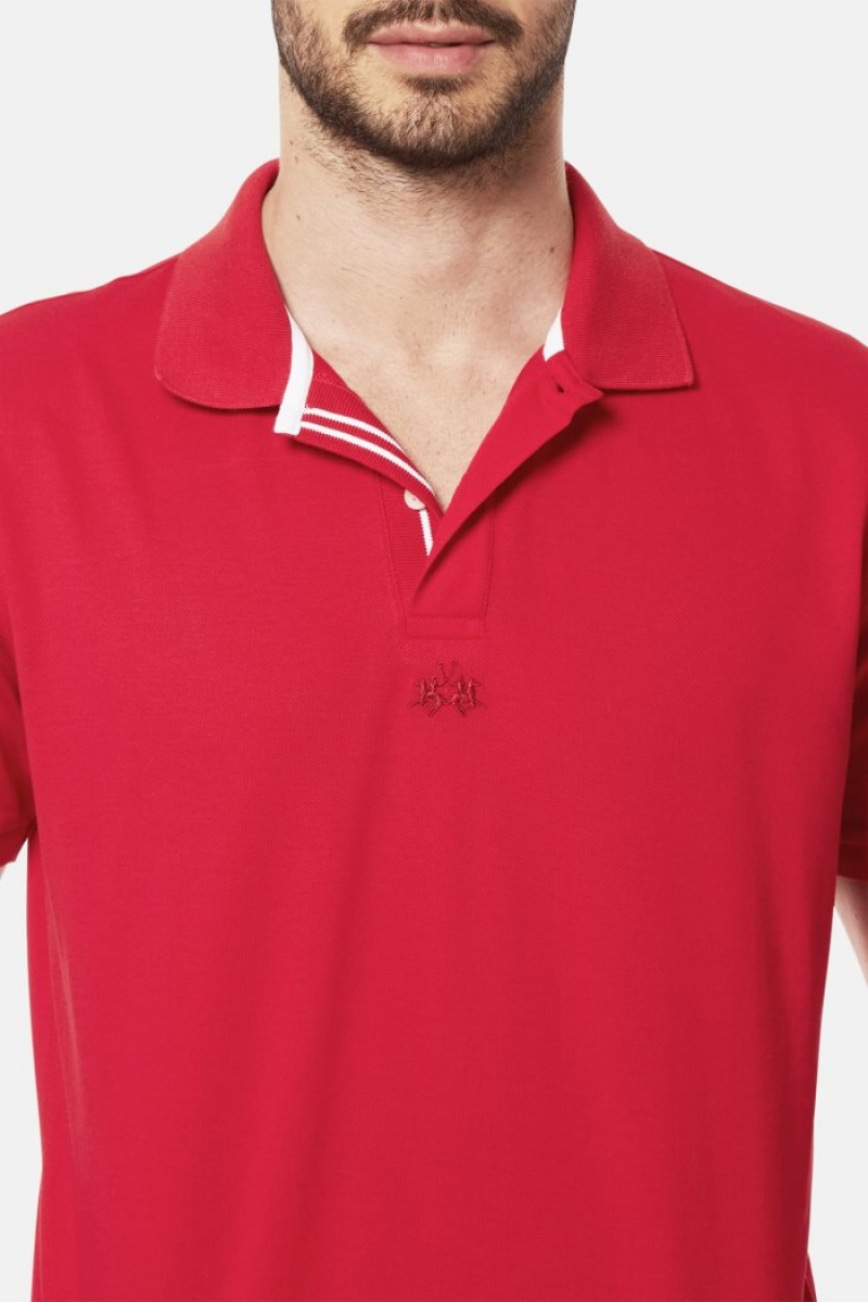 Red La Martina Short-sleeved Regular Fit Men Polo Shirt USA | UCX-7755