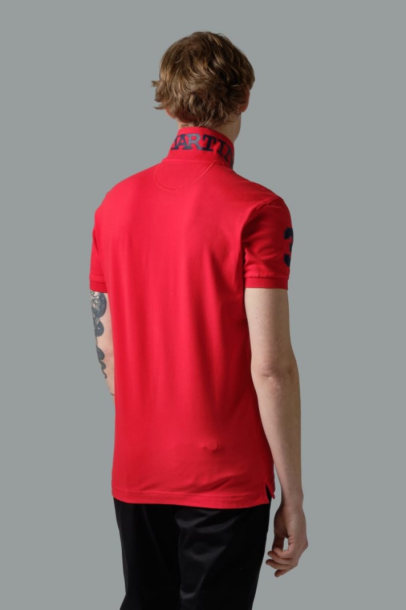 Red La Martina Slim-fit Stretch Piqué Men Polo Shirt USA | DBR-8311