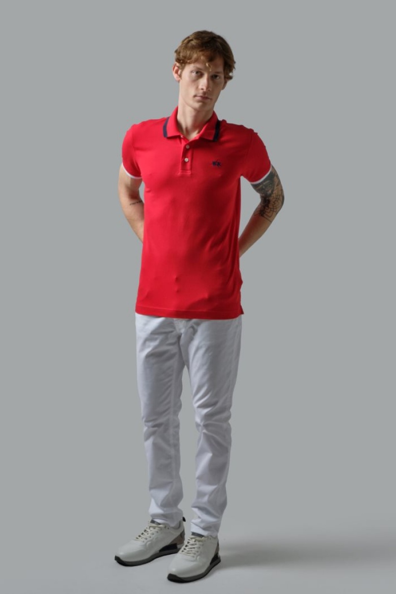 Red La Martina Slim-fit Stretch Piqué Men Polo Shirt USA | IXA-1316