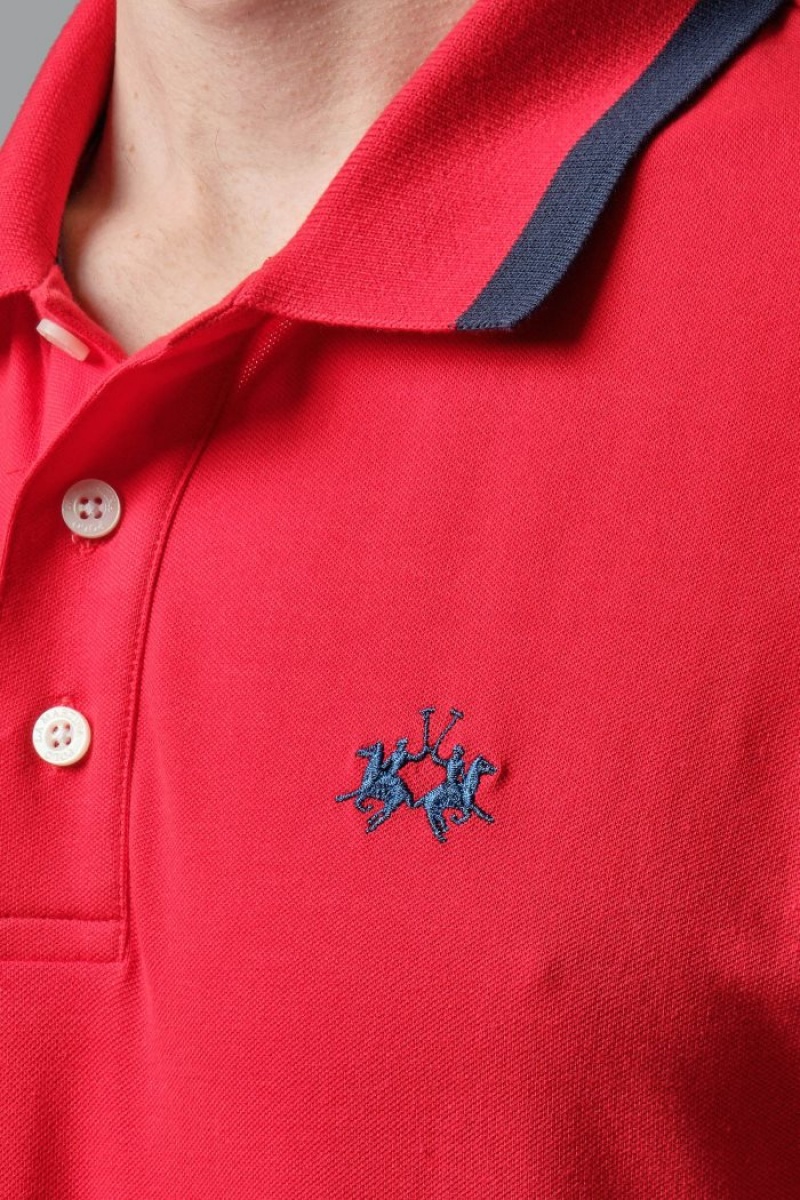 Red La Martina Slim-fit Stretch Piqué Men Polo Shirt USA | IXA-1316