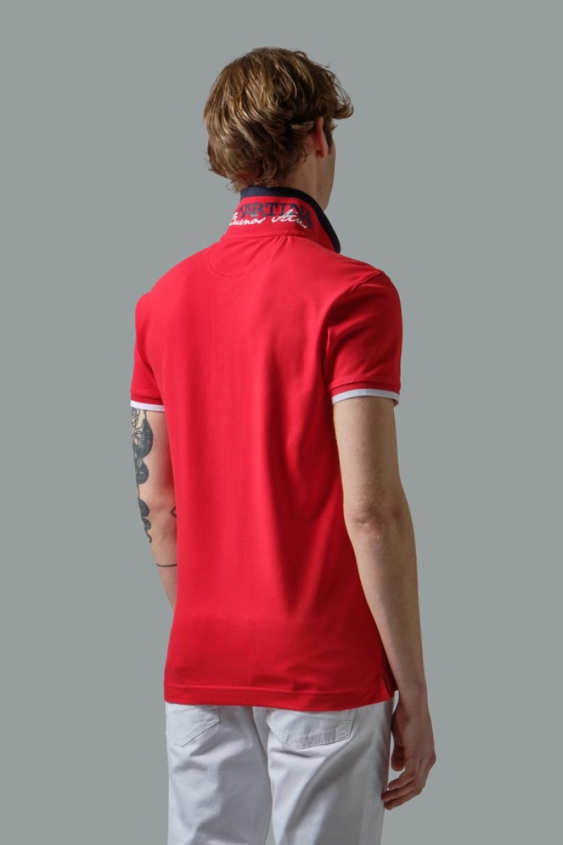 Red La Martina Slim-fit Stretch Piqué Men Polo Shirt USA | IXA-1316