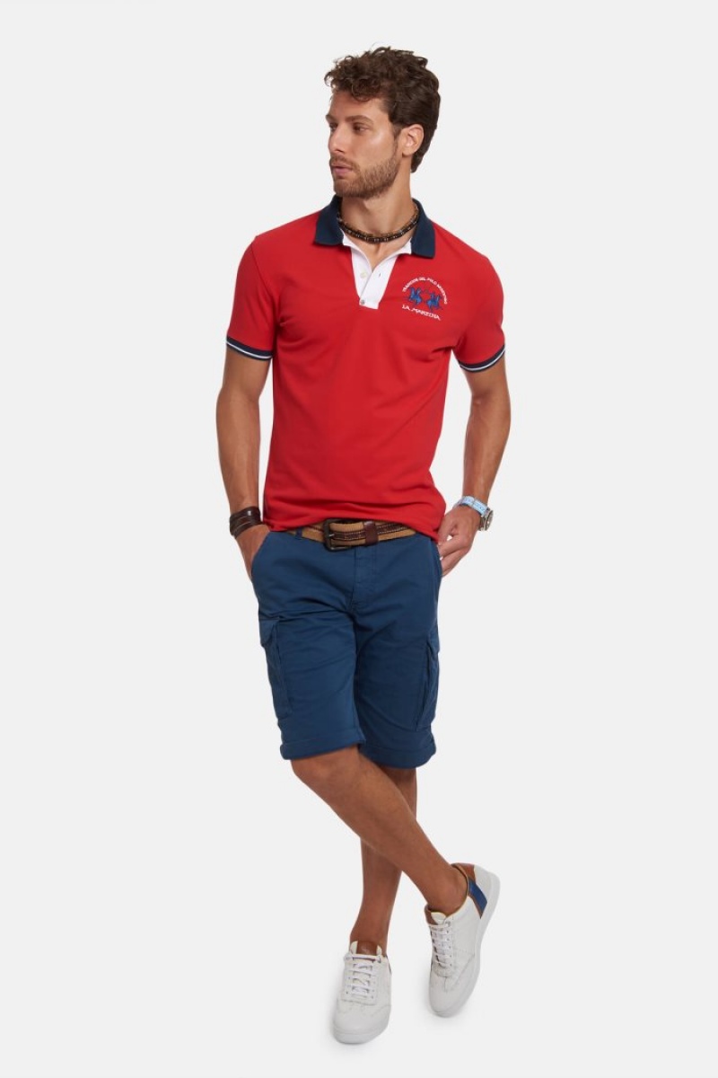 Red La Martina Slim-fit Stretch Piqué Men Polo Shirt USA | ADD-1154