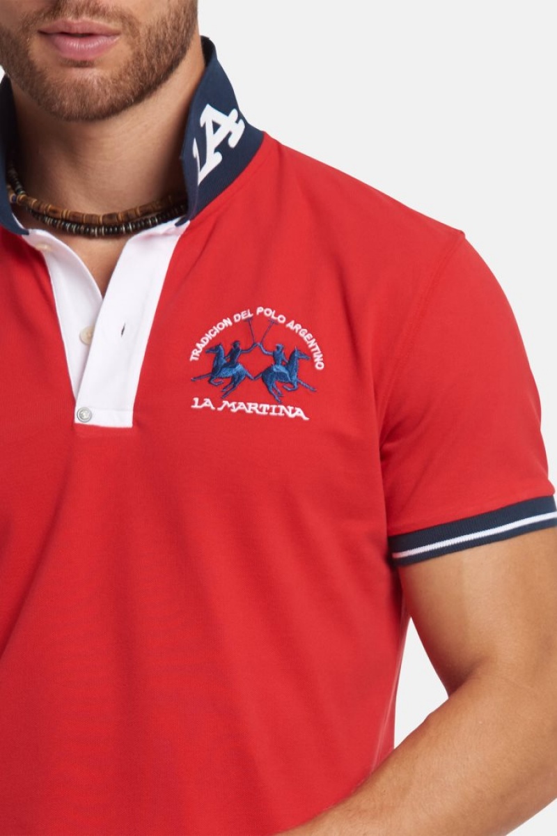 Red La Martina Slim-fit Stretch Piqué Men Polo Shirt USA | ADD-1154