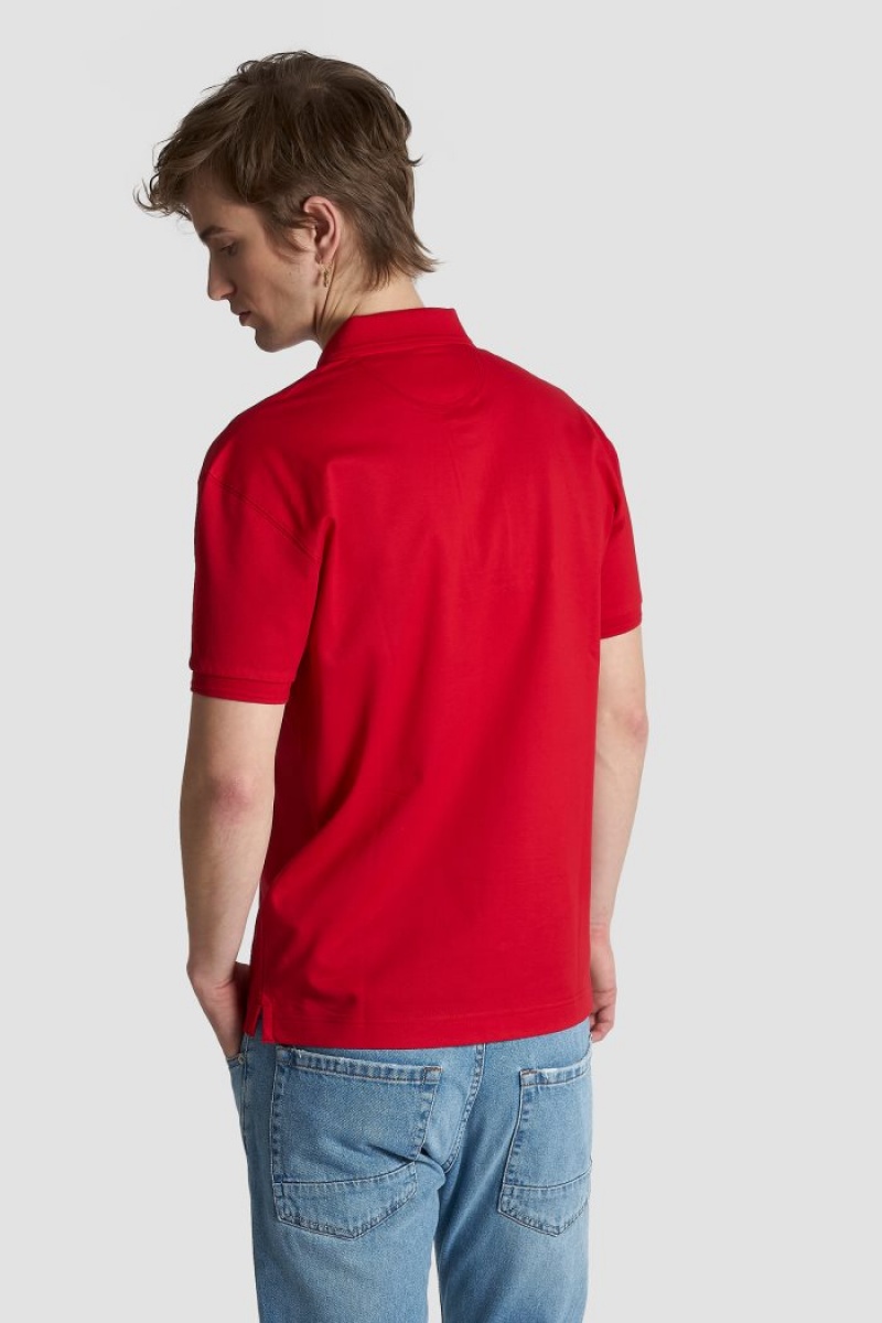 Red La Martina Slim-fit Stretch Piqué Men Polo Shirt USA | BJD-7538