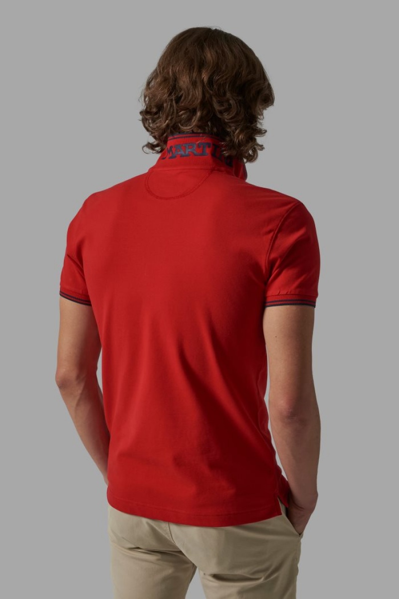 Red La Martina Slim-fit Stretch Piqué Men Polo Shirt USA | YQE-9021