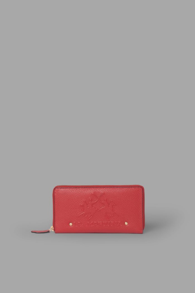 Red La Martina Zip-around Leather Women Purses USA | ZDB-2251