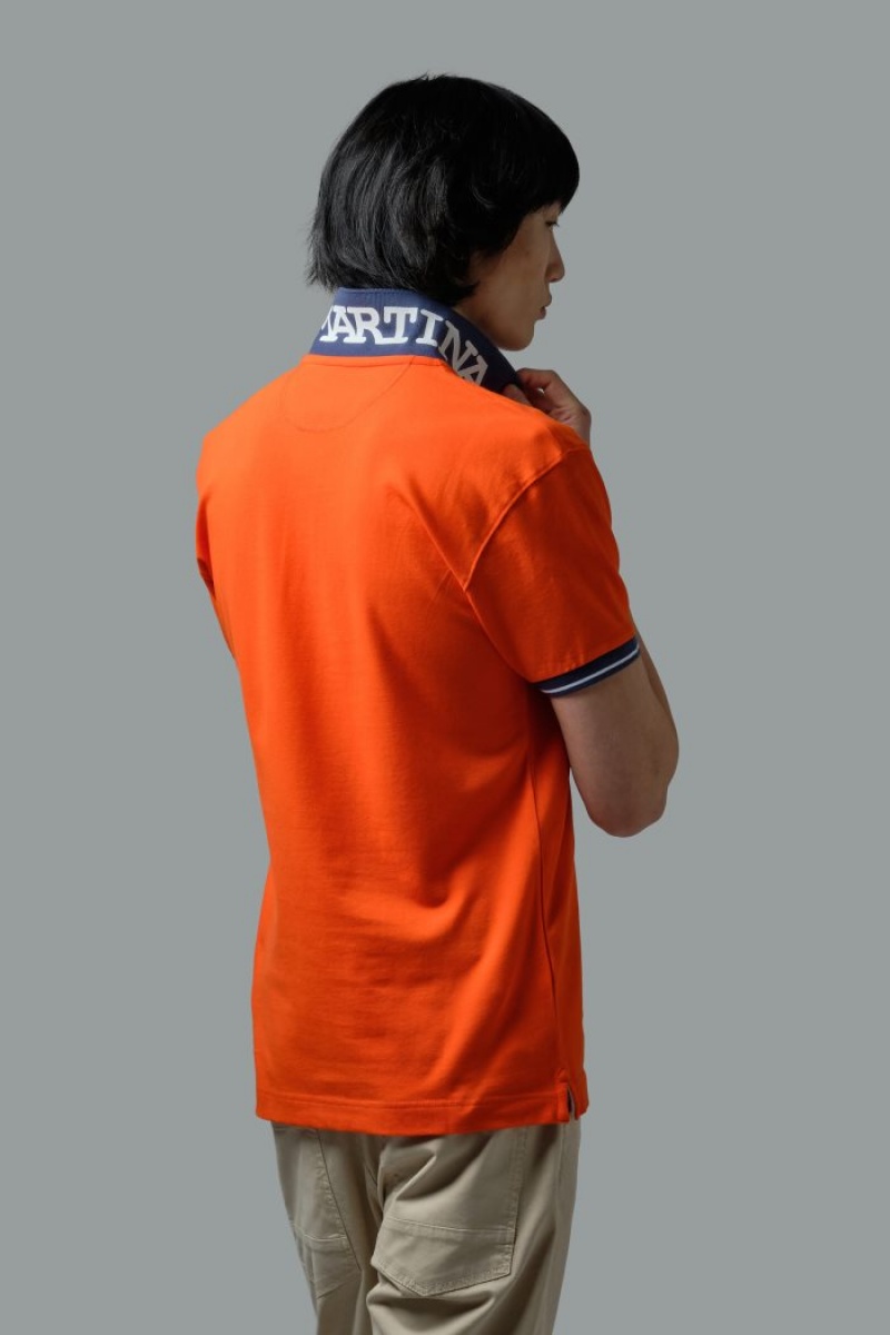 Red Orange La Martina Slim-fit Stretch Piqué Men Polo Shirt USA | XTE-2019