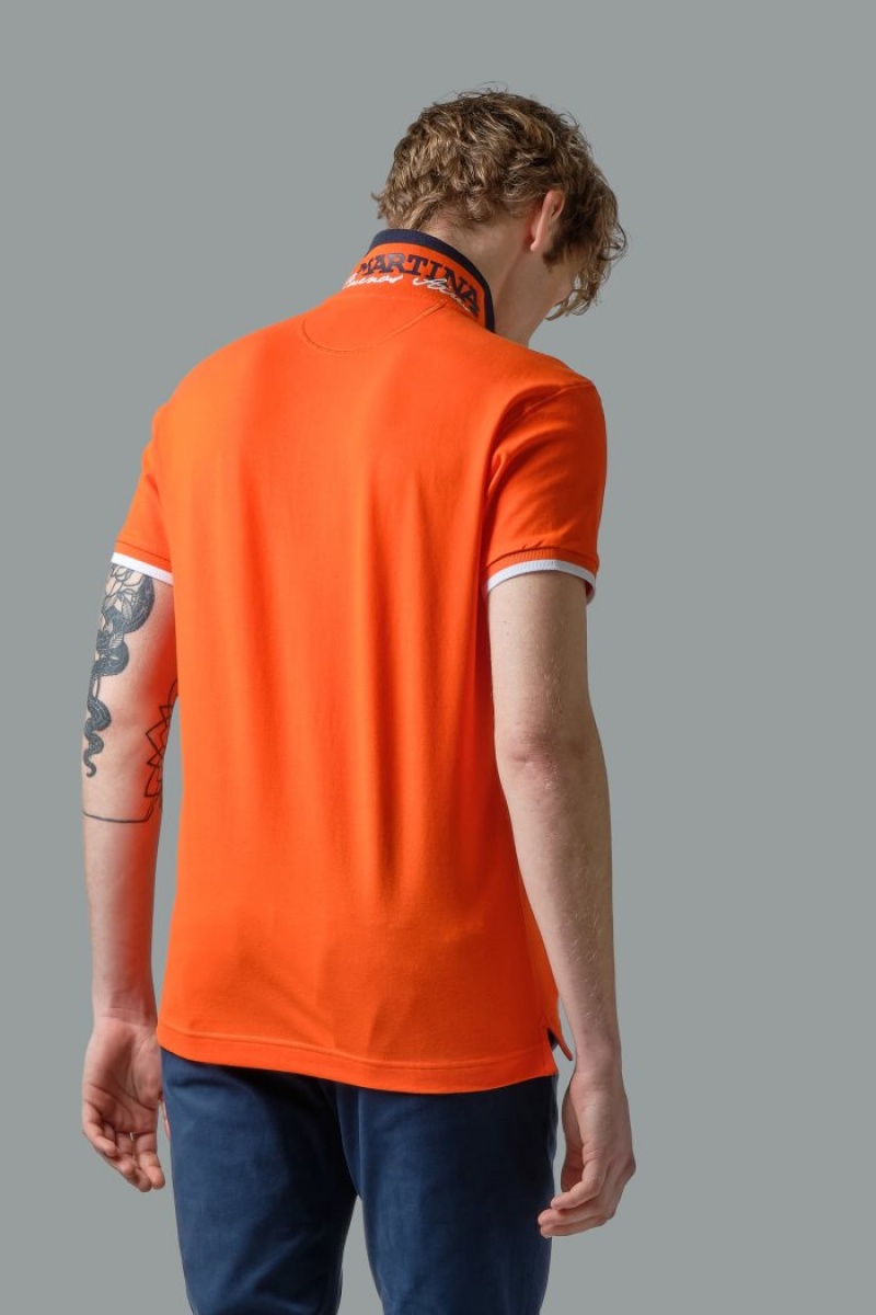 Red Orange La Martina Slim-fit Stretch Piqué Men Polo Shirt USA | XRU-7788