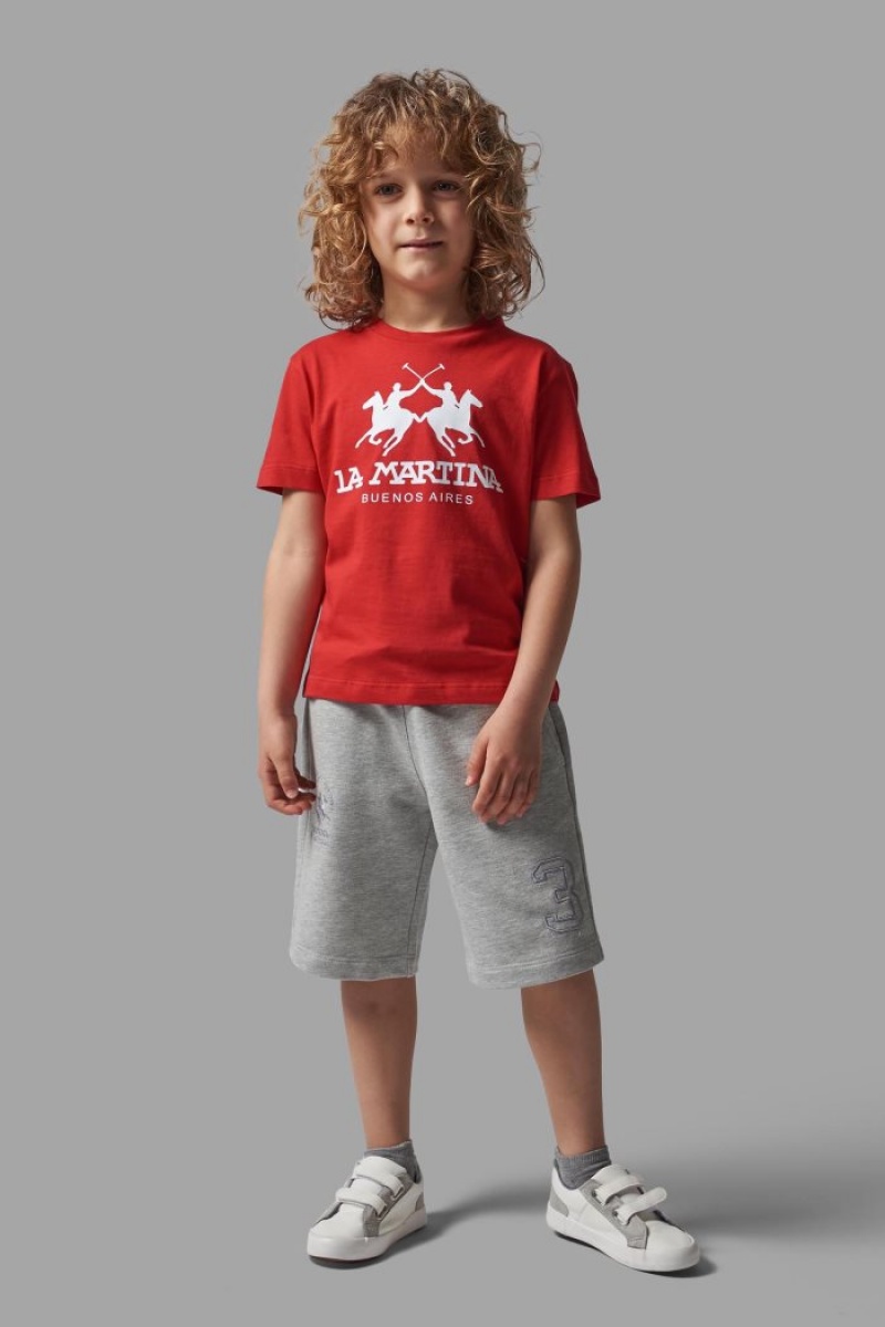 Red / Royal La Martina Classic Cotton Kids T Shirts USA | RUD-2089