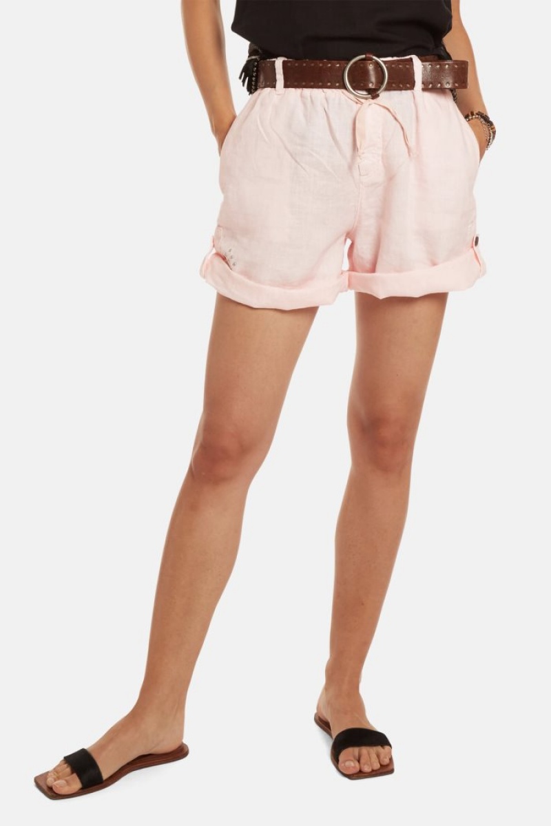 Rose La Martina Regular-fit 100% Linen Women Shorts USA | VXE-6012