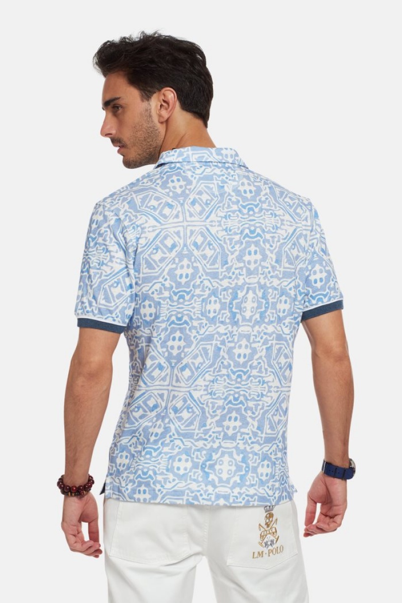 Silver / Blue La Martina Short-sleeved Regular Fit Men Polo Shirt USA | QZS-3158