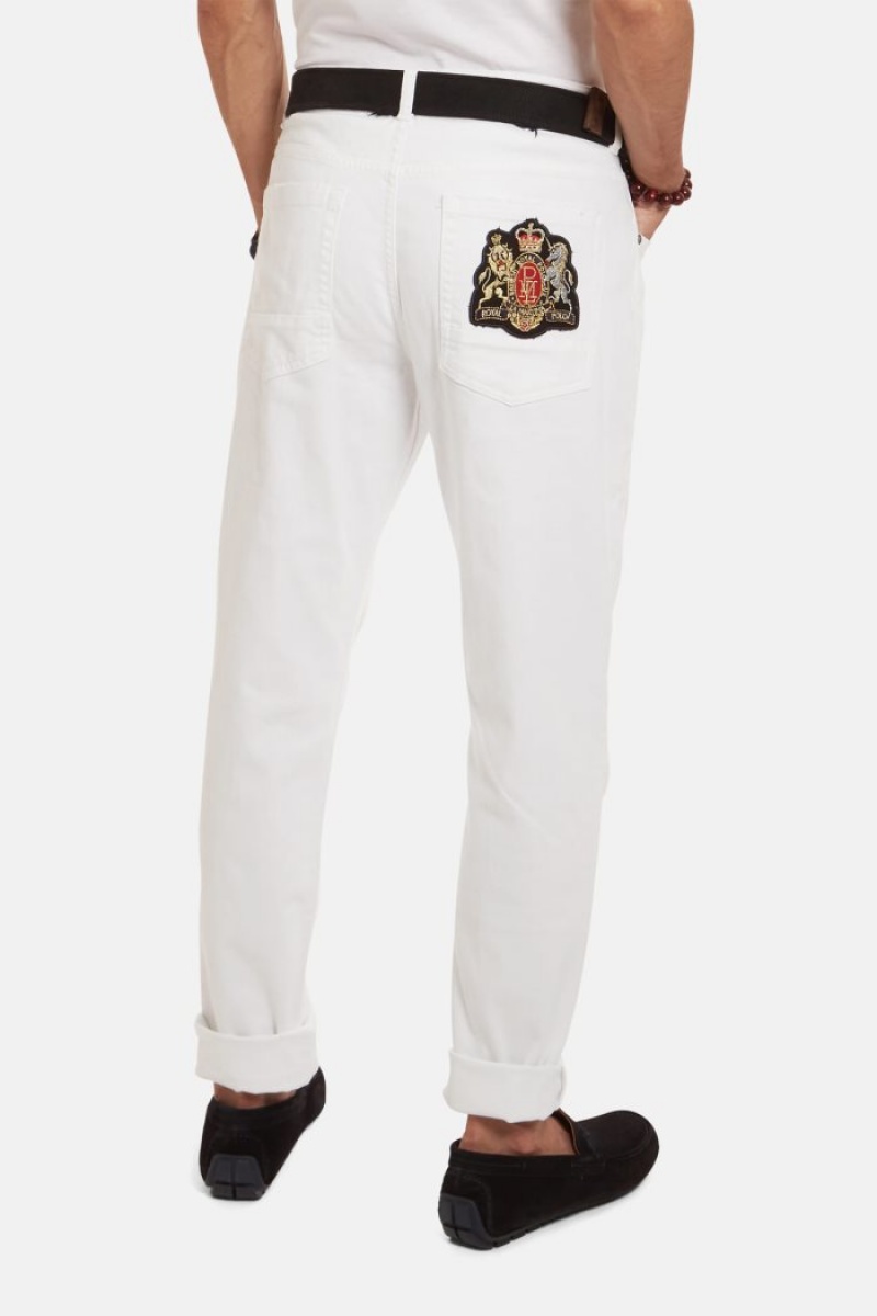 White La Martina 5-pocket Stretch Cotton Men Trousers USA | MGK-5942