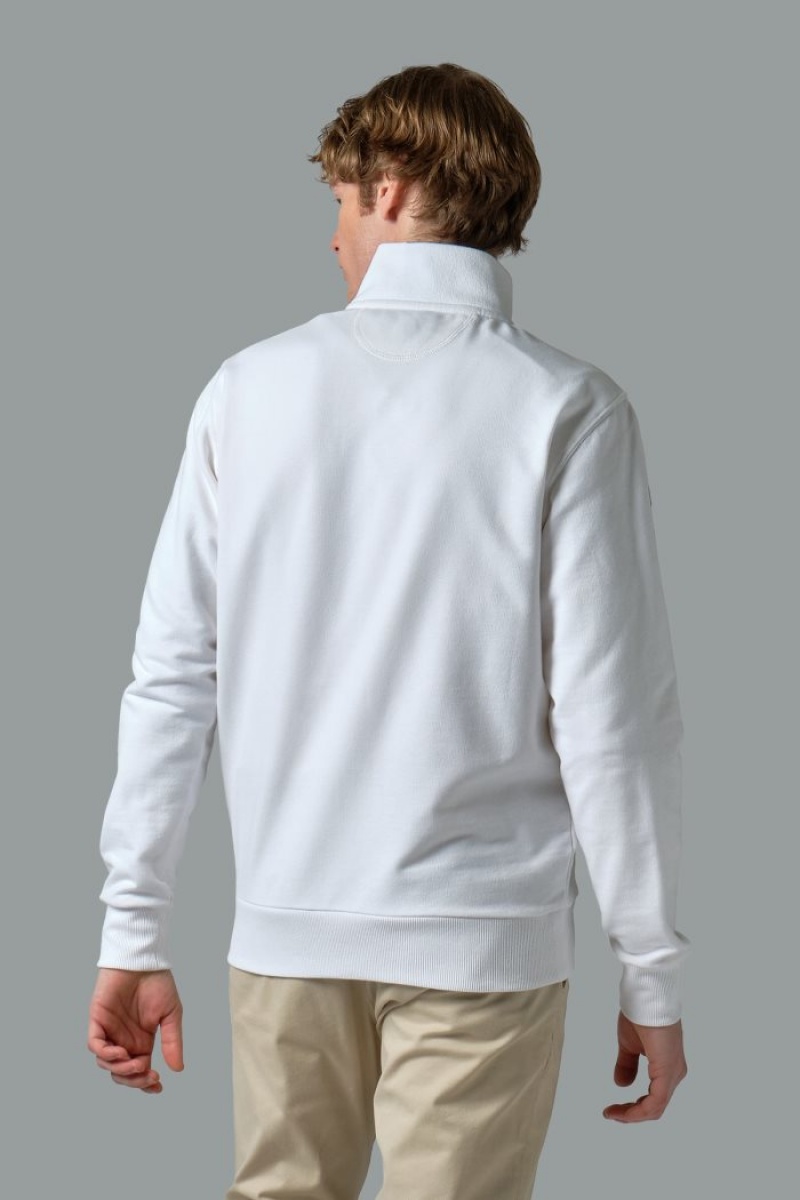 White La Martina Brushed Cotton Men Sweatshirt USA | ZFU-3044