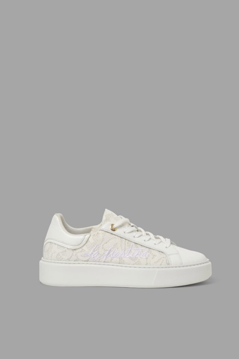 White La Martina Lace-look Women Sneakers USA | TRI-5912