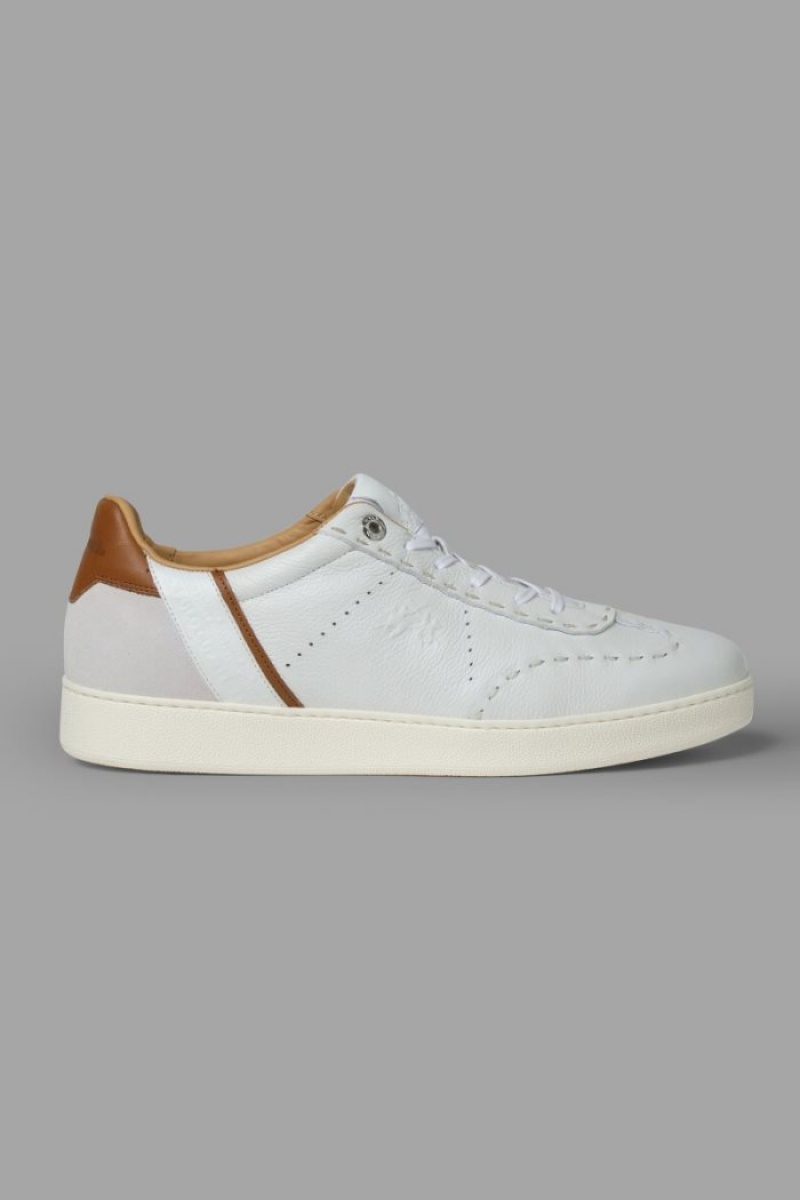 White La Martina Leather With A White Crepe Sole Men Sneakers USA | QNX-9055