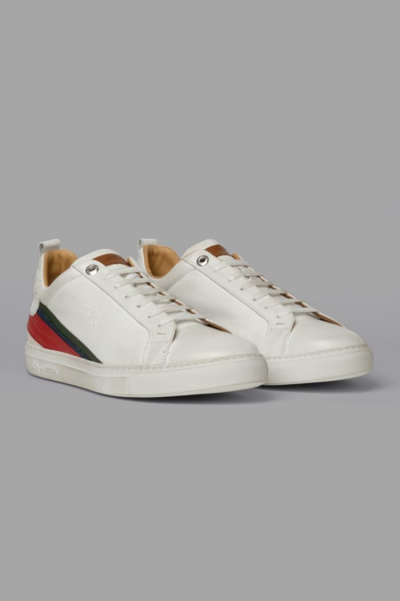 White La Martina Leather With A White Crepe Sole Men Sneakers USA | QCX-5704