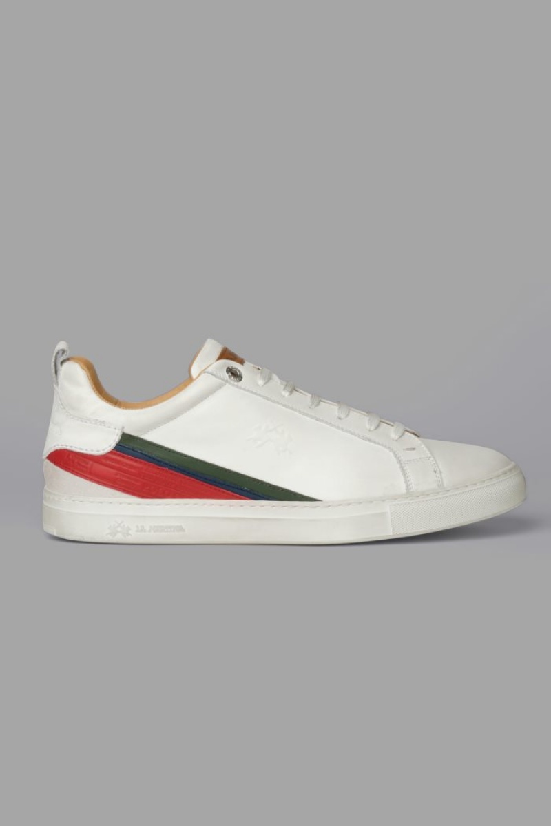 White La Martina Leather With A White Crepe Sole Men Sneakers USA | QCX-5704