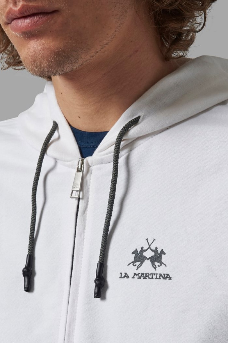 White La Martina Regular Fit Men Sweatshirt USA | SUS-3052