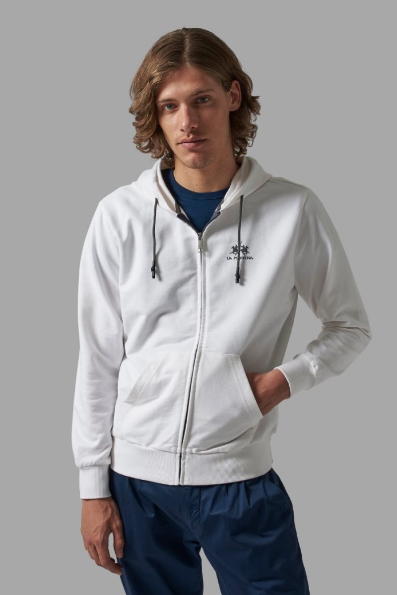 White La Martina Regular Fit Men Sweatshirt USA | SUS-3052