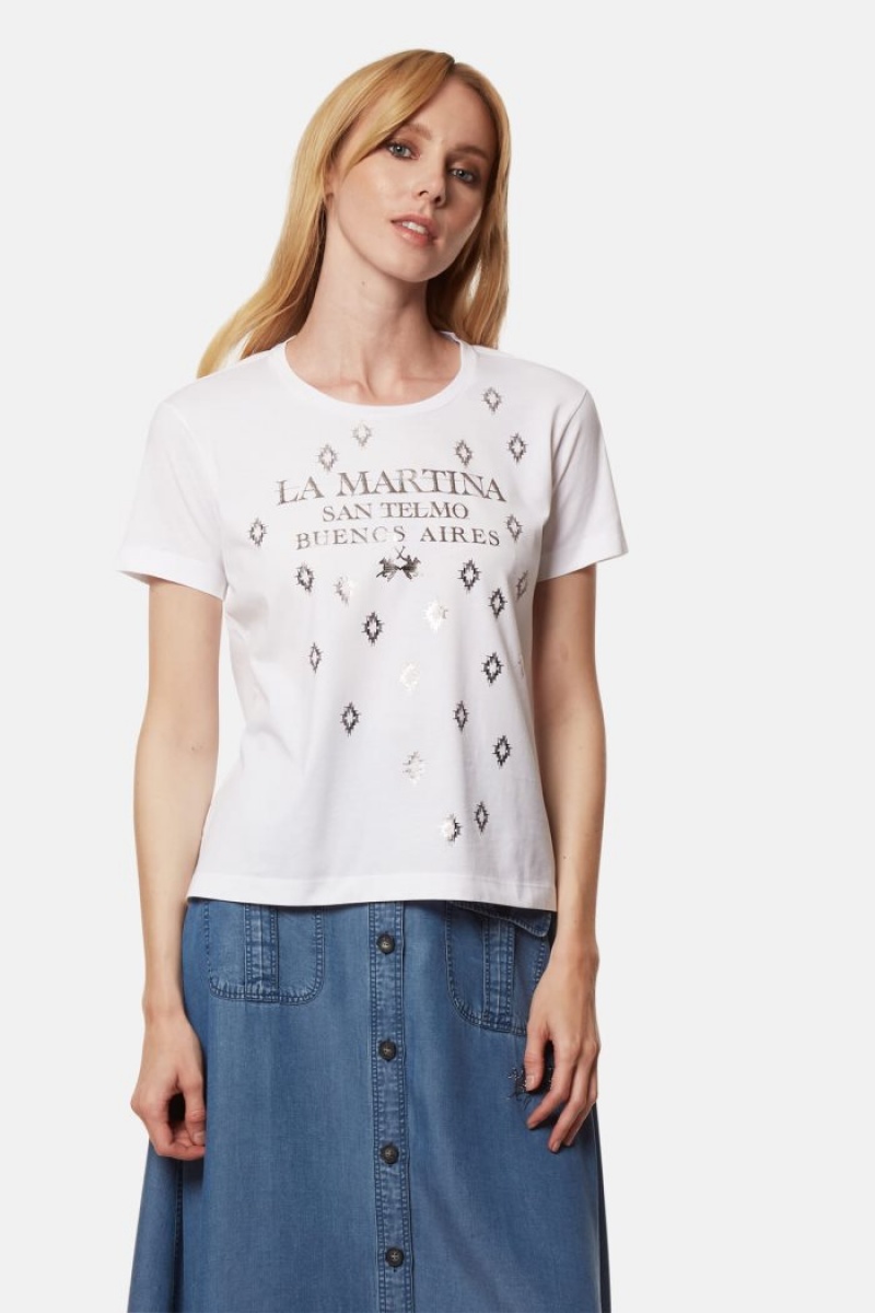 White La Martina Regular-fit 100% Cotton Women T Shirts USA | YJW-4036