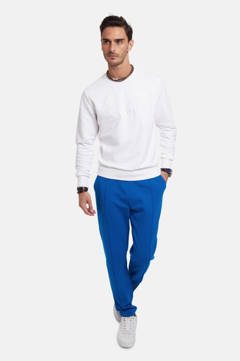 White La Martina Regular-fit Brushed Cotton Men Sweatshirt USA | VYP-7580