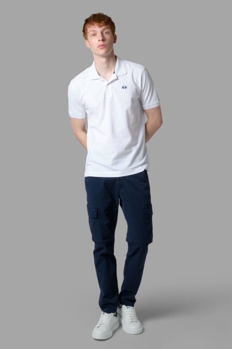 White La Martina Regular-fit Classic Piqué Men Polo Shirt USA | ZFK-6773