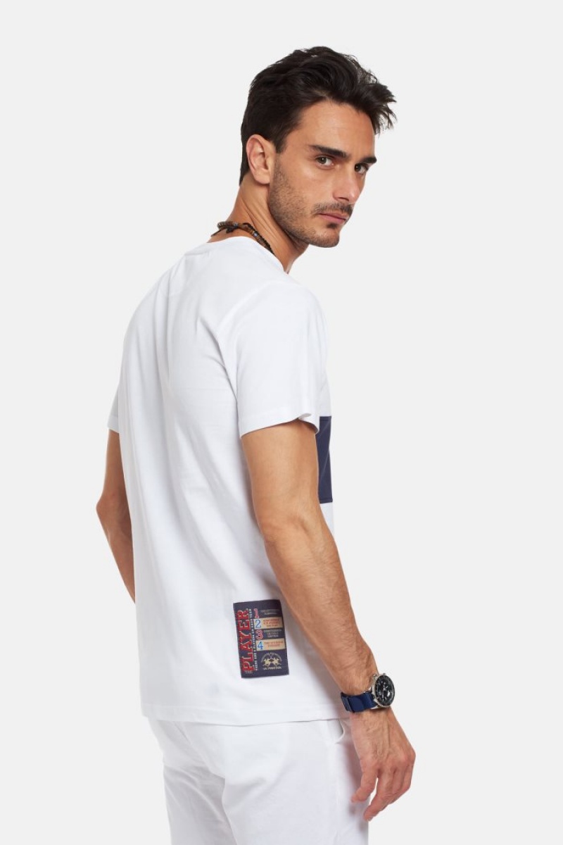 White La Martina Regular-fit Cotton Men T Shirts USA | ZUD-0339