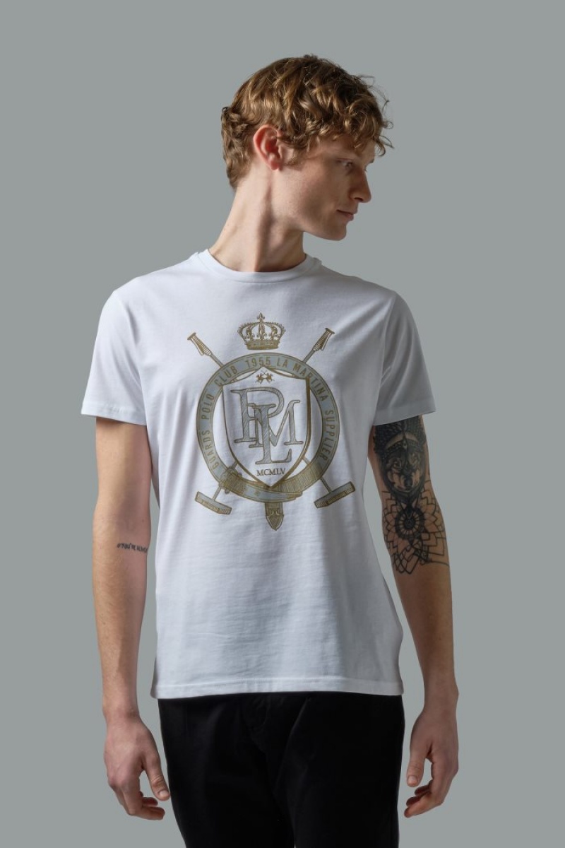 White La Martina Regular-fit Cotton Men T Shirts USA | JAY-5596