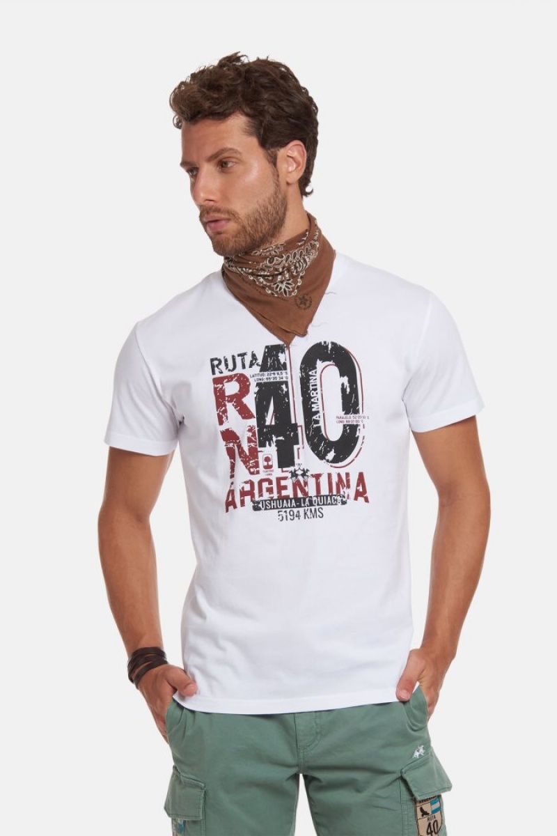 White La Martina Regular-fit Cotton Men T Shirts USA | NWZ-6408