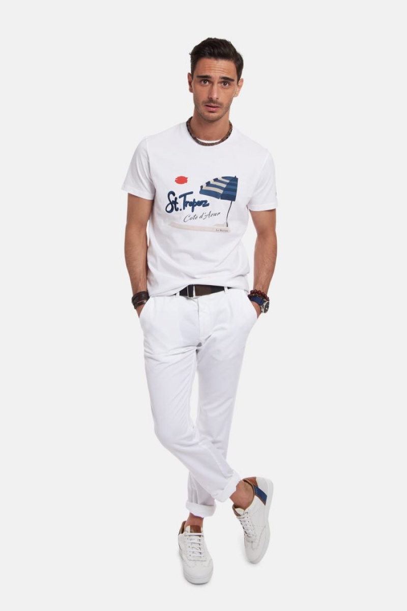 White La Martina Regular-fit Cotton Men T Shirts USA | NUR-2553