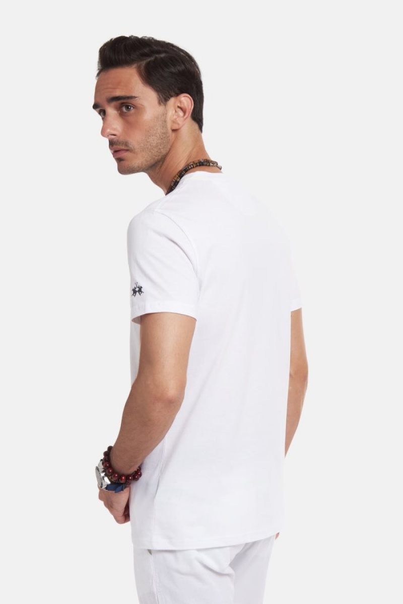 White La Martina Regular-fit Cotton Men T Shirts USA | NUR-2553