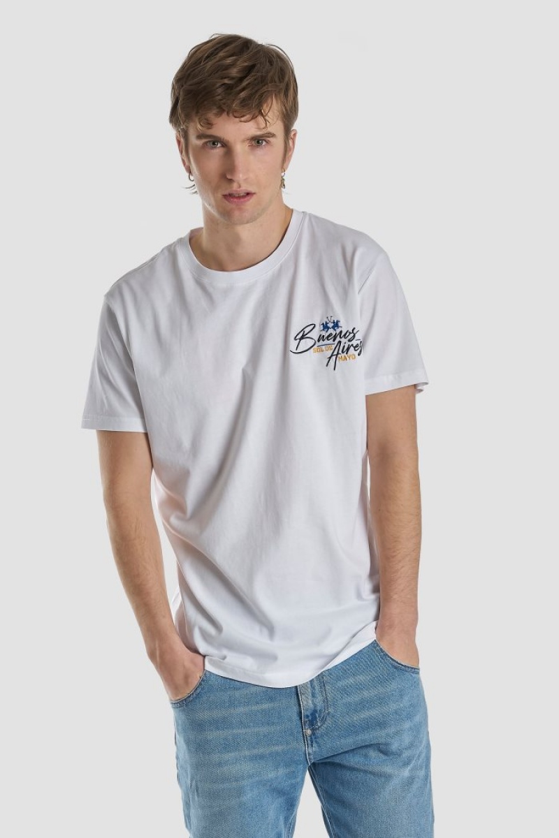 White La Martina Regular-fit Cotton Men T Shirts USA | NRE-4707