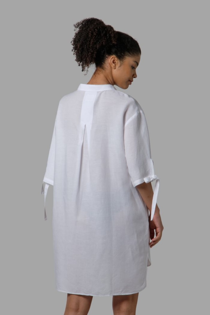 White La Martina Regular-fit Linen-blend Women Kaftan USA | HDR-9190