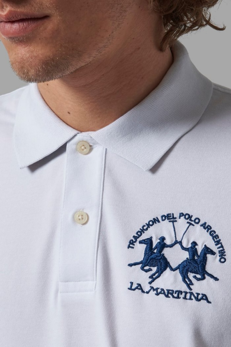 White La Martina Regular-fit Men Polo Shirt USA | QBD-3142