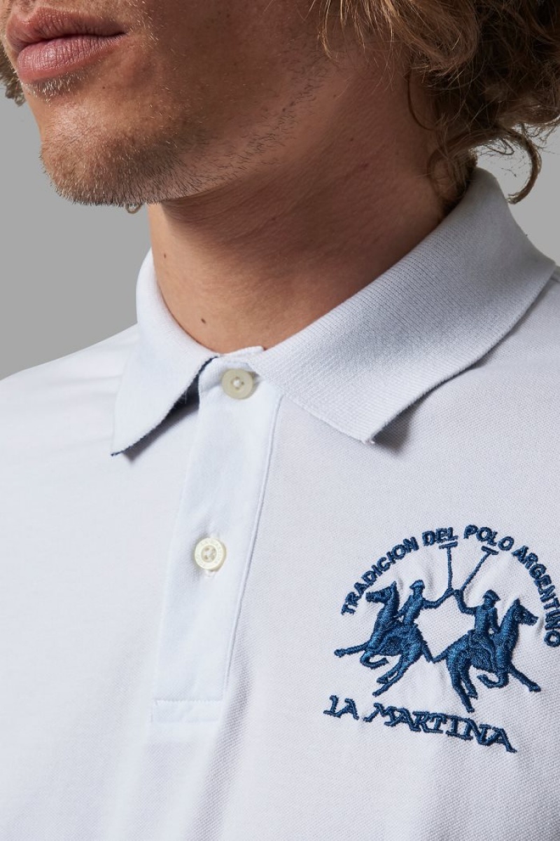 White La Martina Regular-fit Men Polo Shirt USA | PSR-5360